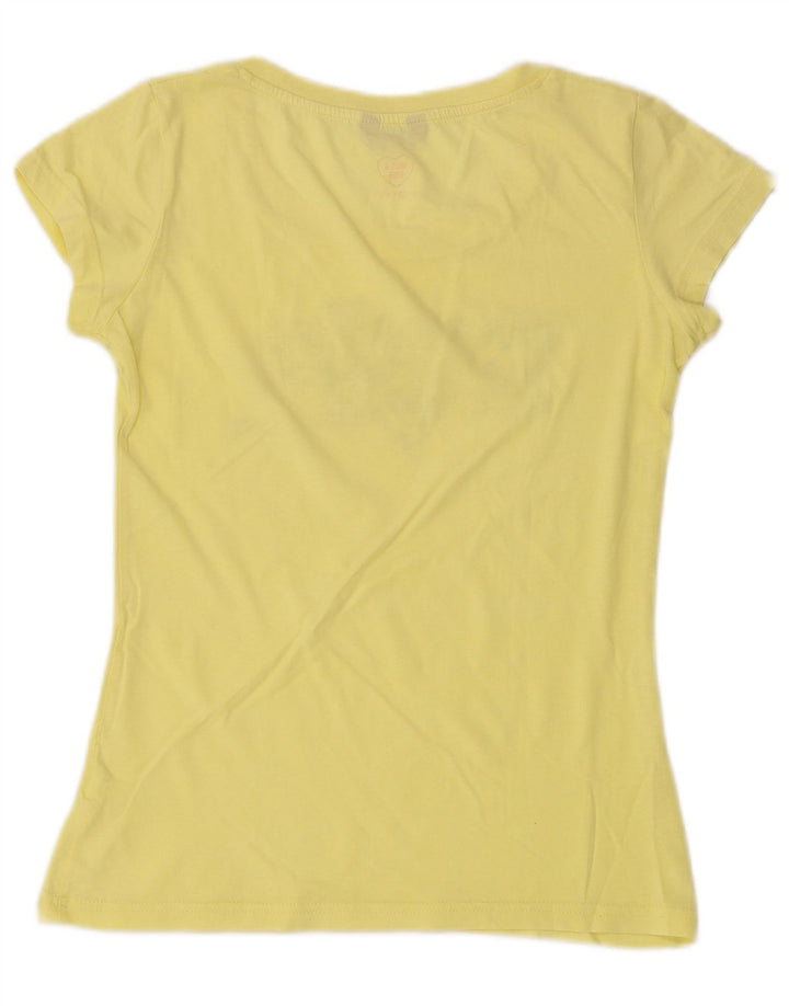 MUSTANG Womens Graphic T-Shirt Top UK 6 XS Yellow