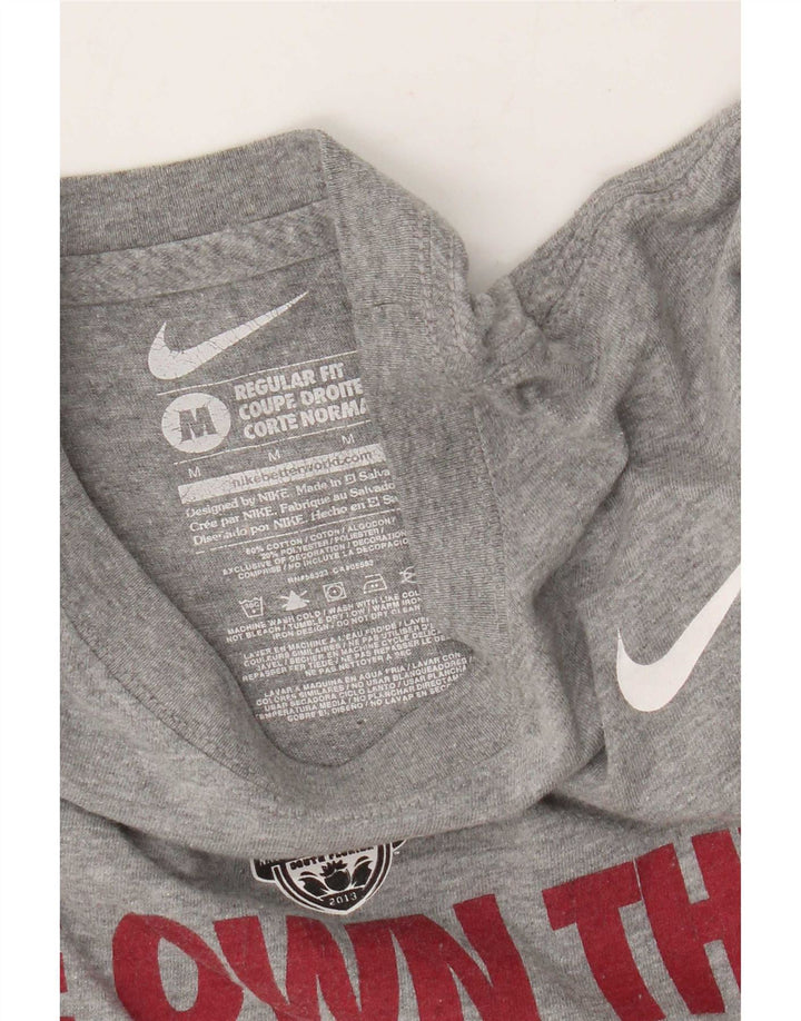 Nike Mens Regular Fit Graphic Top Long Sleeve Medium Grey Cotton