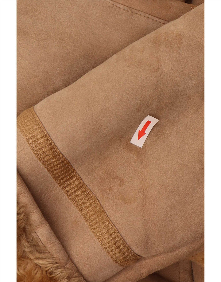 Vintage Womens Shearling Coat IT 44 Medium Beige Leather