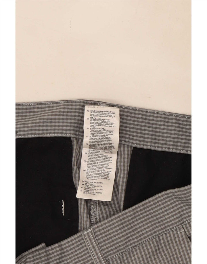Adidas Mens Straight Chino Trousers W32 L30 Grey Gingham Polyester
