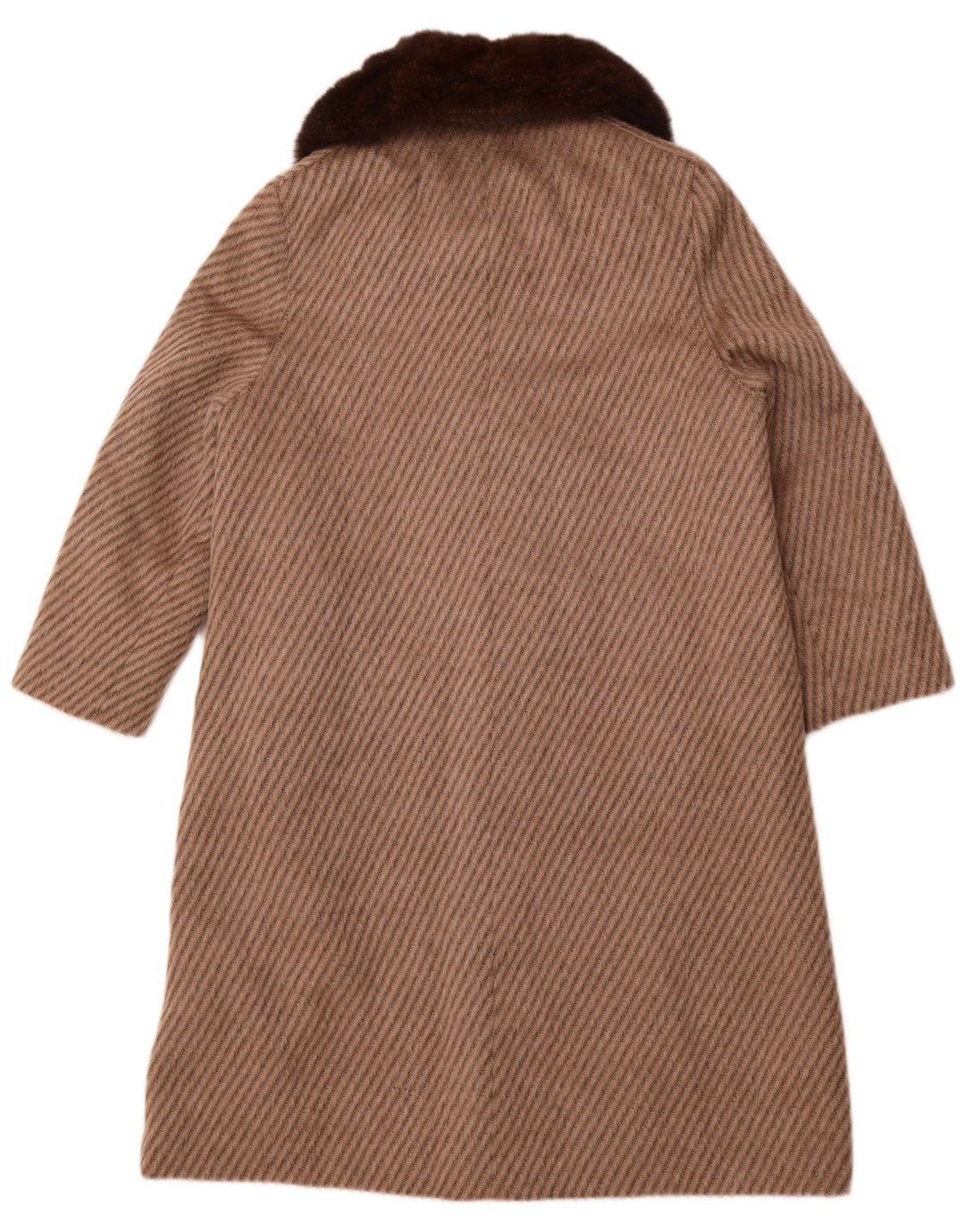 PELLICCERIA Womens Overcoat UK 14 Large Beige Striped New Wool