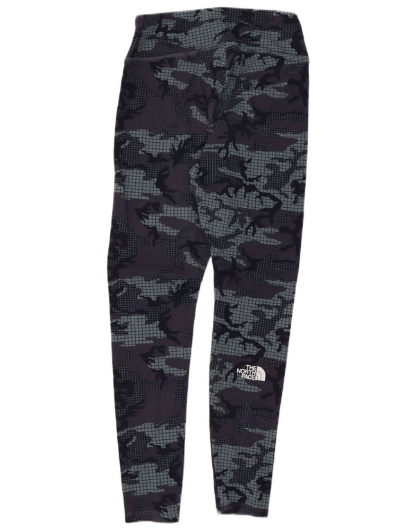 The North Face Womens Leggings UK 12 Medium Navy Blue Camouflage Cotton