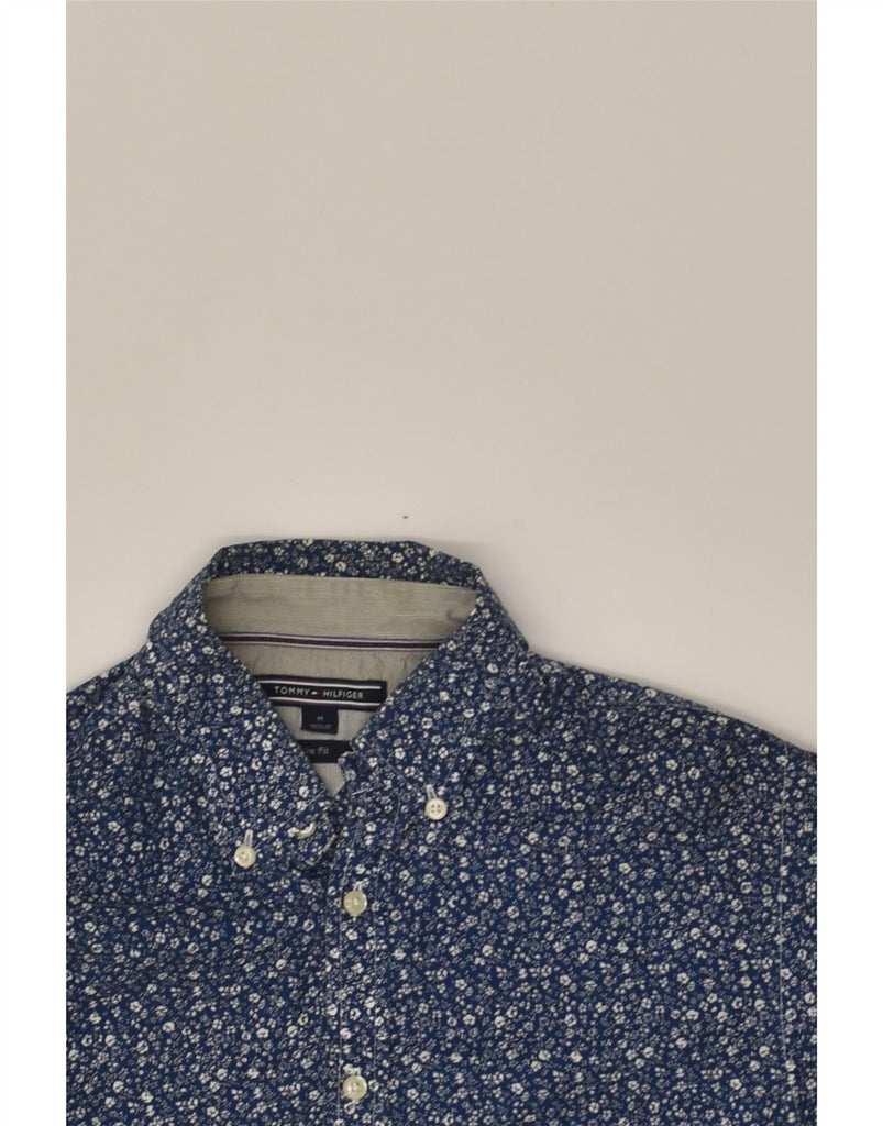 TOMMY HILFIGER Boys Slim Fit Shirt 15-16 Years Medium Navy Blue Floral | Vintage Tommy Hilfiger | Thrift | Second-Hand Tommy Hilfiger | Used Clothing | Messina Hembry 