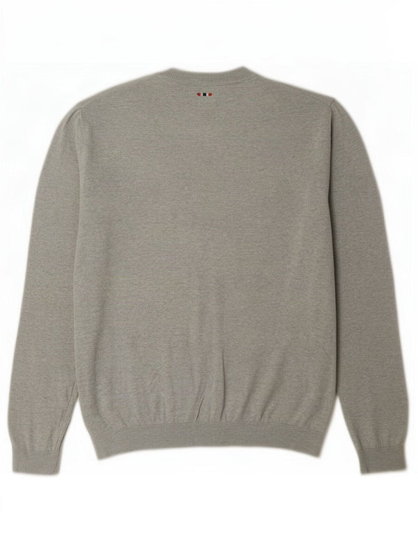 Napapijri Mens Geographic Crew Neck Jumper Sweater Medium Grey Flecked