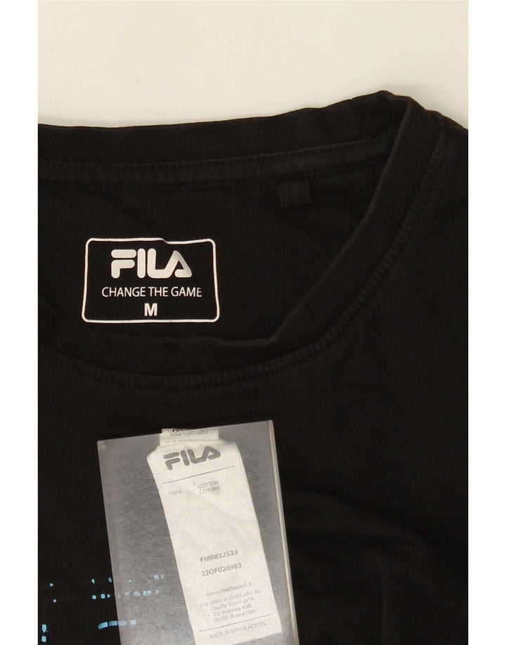 Fila Mens Graphic T-Shirt Top Medium Black Cotton