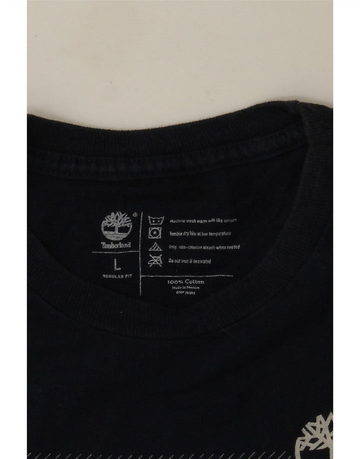 Timberland Mens Regular Fit Graphic T-Shirt Top Large Navy Blue Cotton