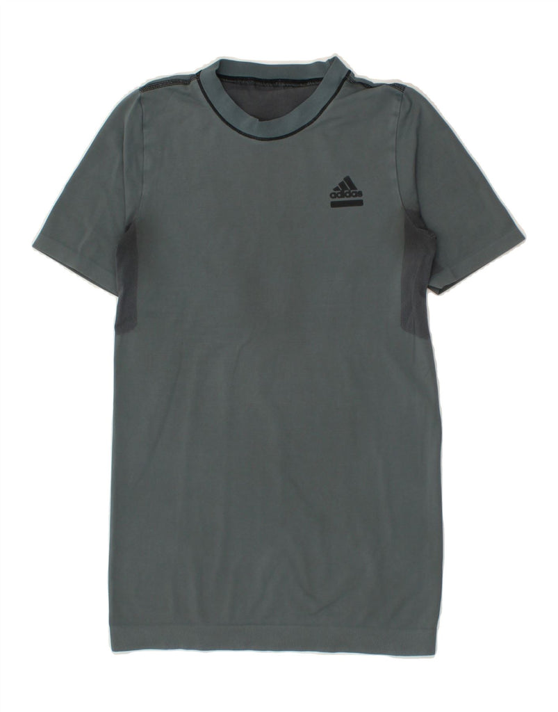 ADIDAS Mens T-Shirt Top Medium Grey Nylon Vintage Adidas and Second-Hand Adidas from Messina Hembry 