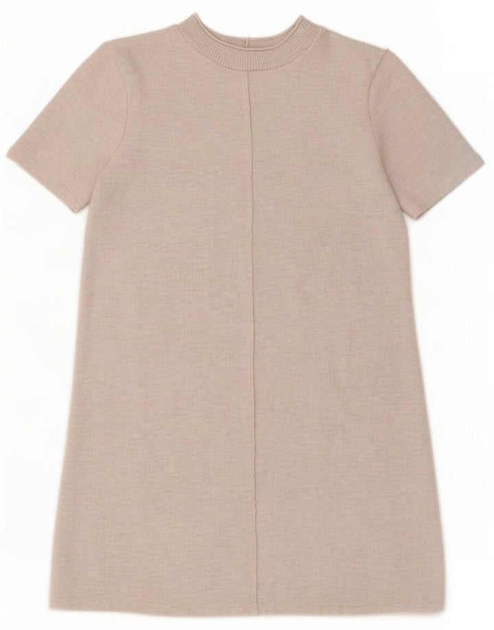 Zara Womens Shift Dress UK 12 Medium Beige Polyester