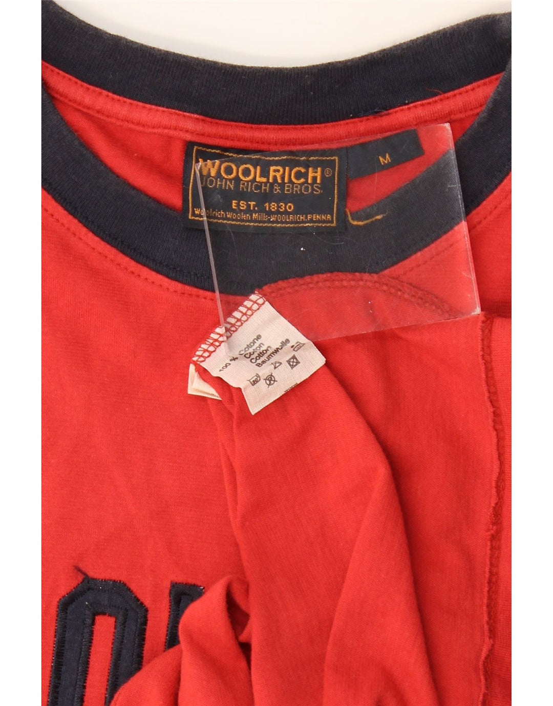 WOOLRICH Mens Graphic T-Shirt Top Medium Red Cotton
