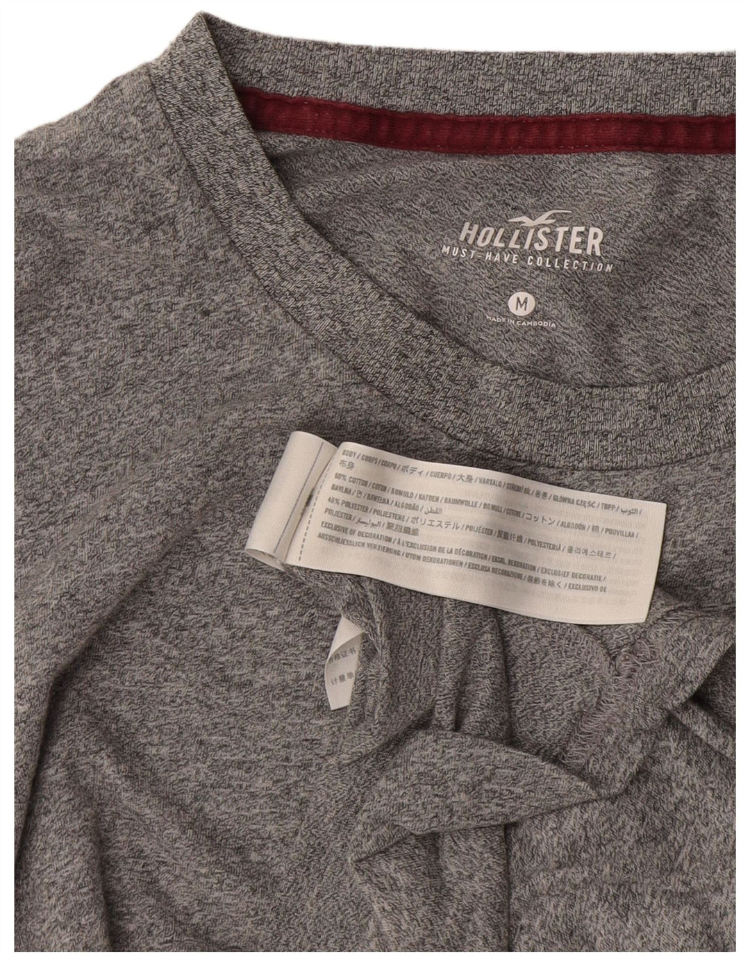 Hollister Mens T-Shirt Top Medium Grey Flecked Cotton