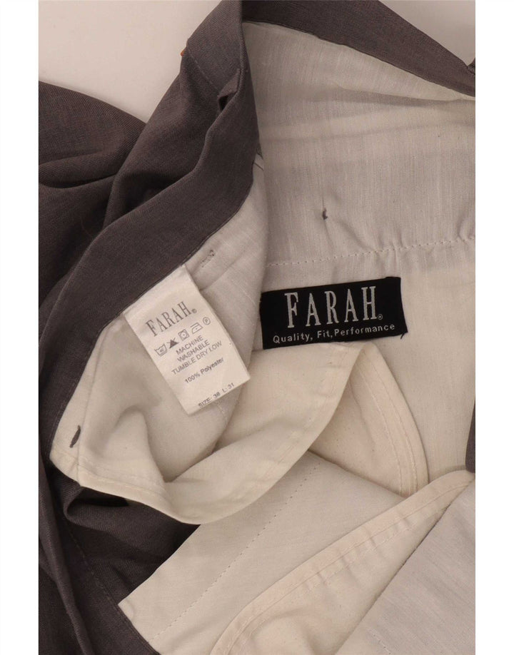 Farah Mens Straight Casual Trousers W38 L31 Grey Polyester