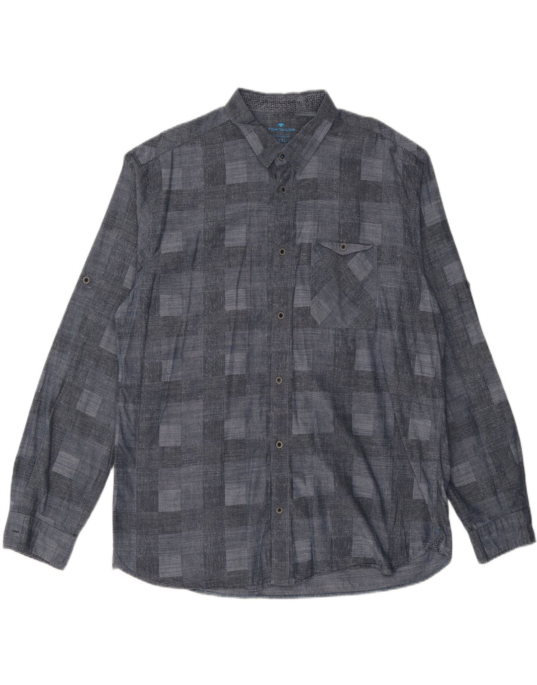 TOM TAILOR Mens Shirt 2XL Navy Blue Geometric