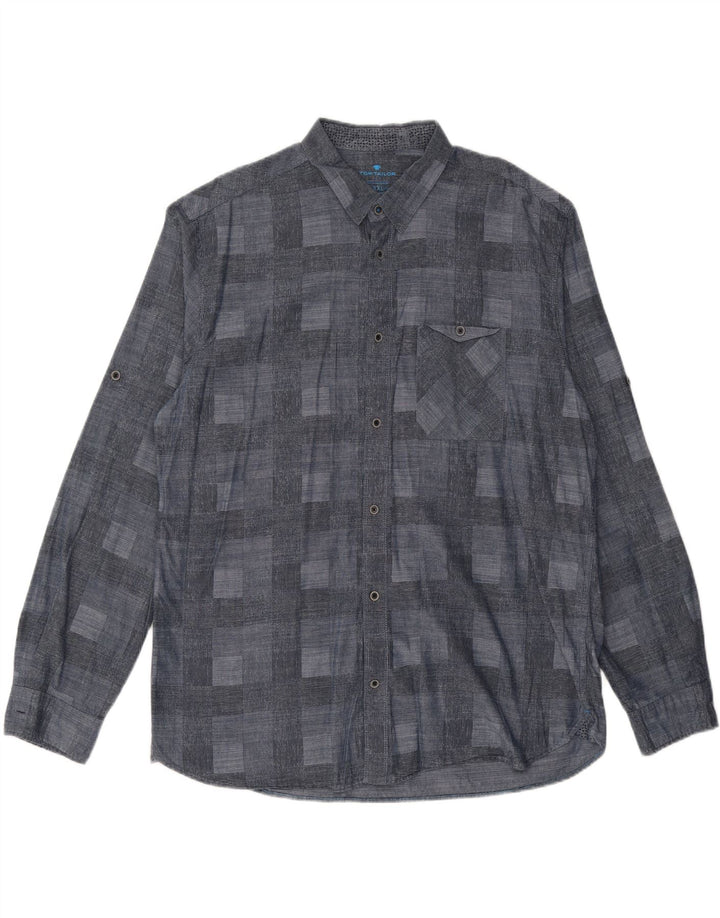 TOM TAILOR Mens Shirt 2XL Navy Blue Geometric