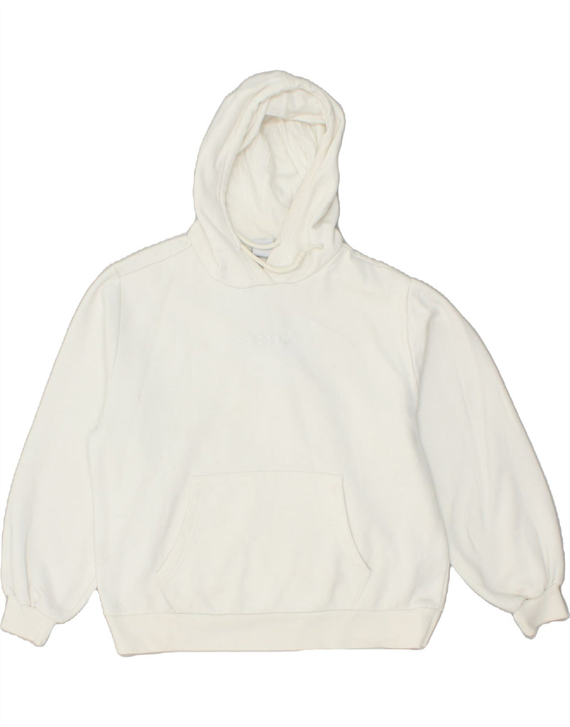 ADIDAS Womens Hoodie Jumper UK 10 Small White Cotton | Vintage Adidas | Thrift | Second-Hand Adidas | Used Clothing | Messina Hembry 