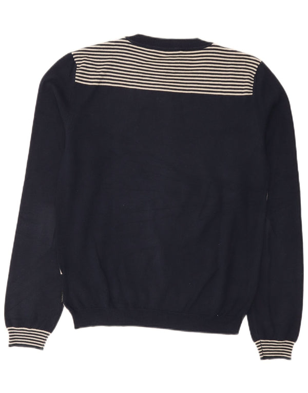 Calvin Klein Jeans Mens Boat Neck Jumper Sweater Small Navy Blue Striped