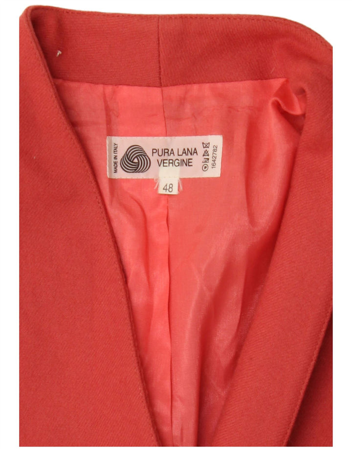 Vintage Womens Double Breasted Blazer Jacket IT 48 XL Pink Virgin Wool