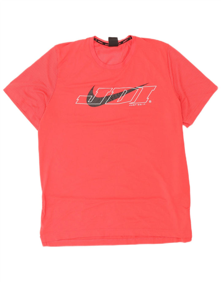 Nike Mens Dri Fit Standard Graphic T-Shirt Top Large Red Polyester