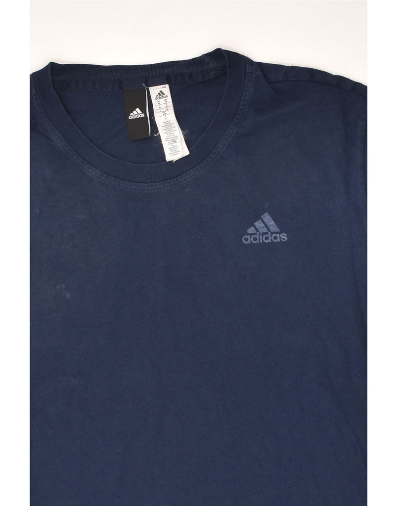 ADIDAS Mens T-Shirt Top Medium Navy Blue Cotton | Vintage Adidas | Thrift | Second-Hand Adidas | Used Clothing | Messina Hembry 