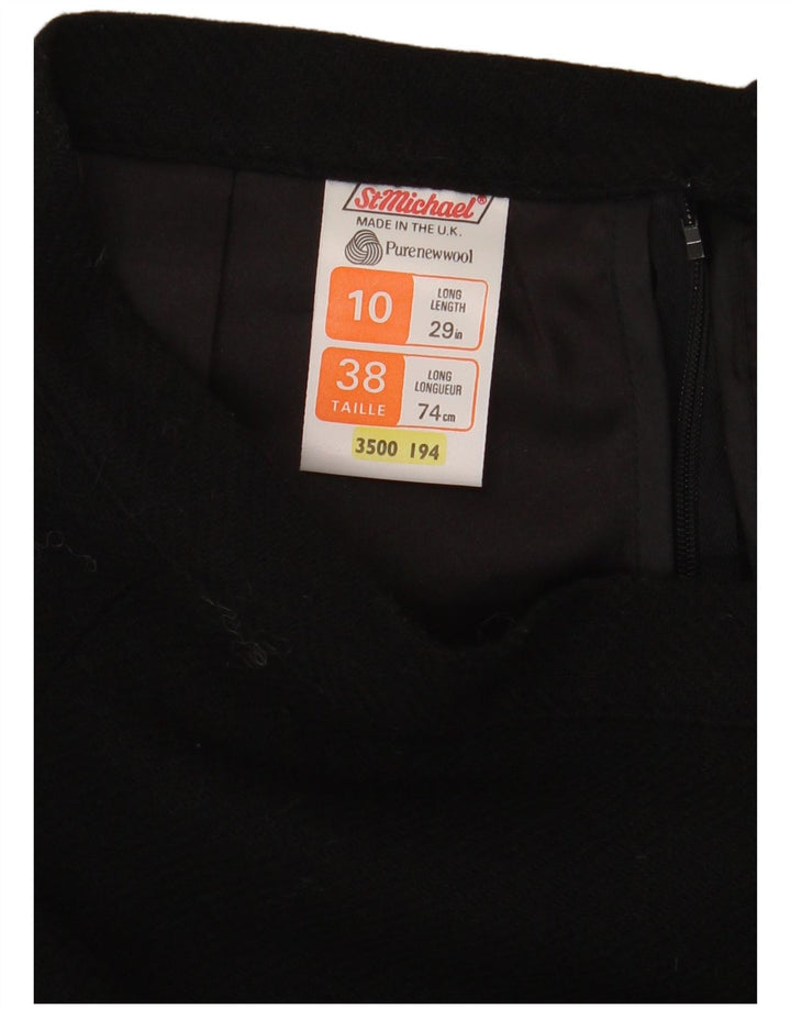 St Michael Womens A-Line Skirt UK 10 Small W24  Black Wool