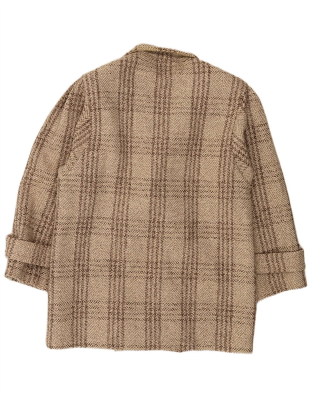 C&A Mens Double Breasted Blazer Jacket UK 38 Medium Beige Houndstooth Wool