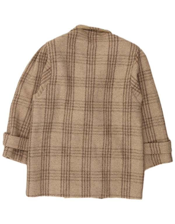 C&A Mens Double Breasted Blazer Jacket UK 38 Medium Beige Houndstooth Wool