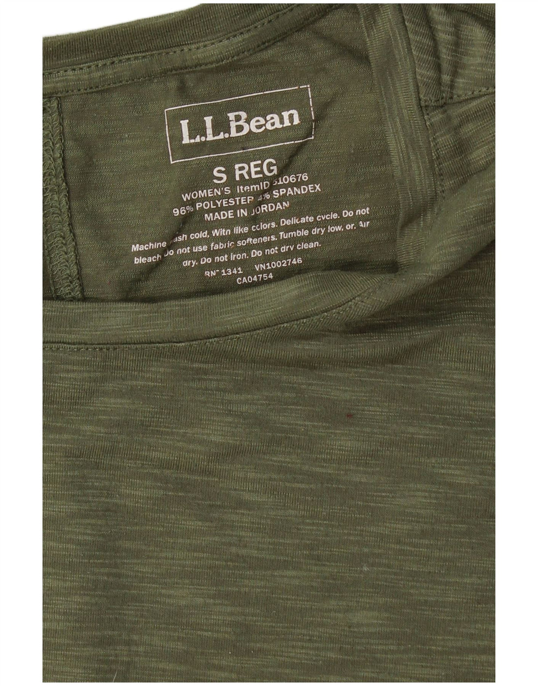 L.L.BEAN Womens T-Shirt Top UK 10 Small Khaki Flecked Polyester