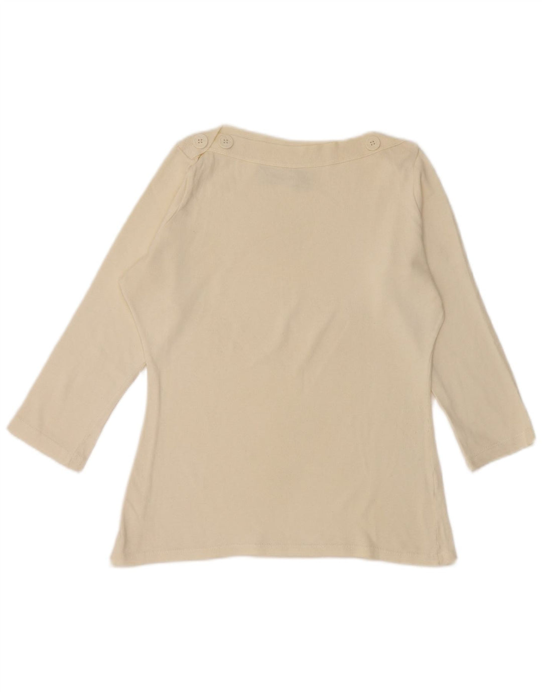 Zara Womens Top 3/4 Sleeve UK 14 Large White Cotton