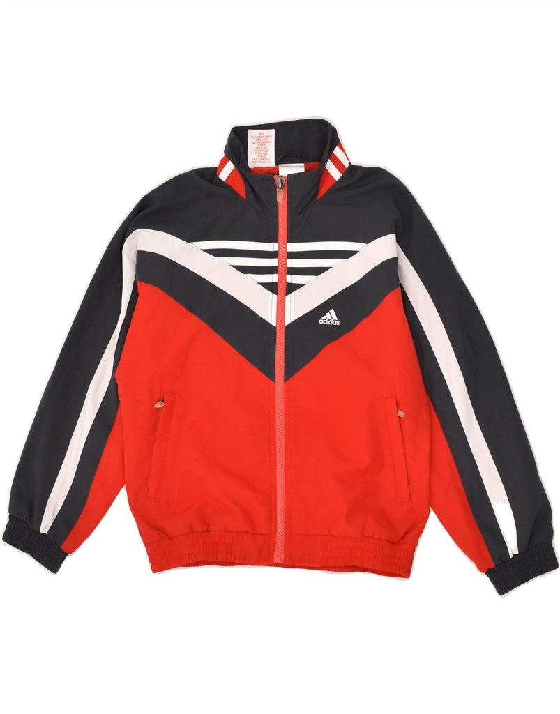 ADIDAS Boys Tracksuit Top Jacket 7-8 Years Red Colourblock Polyester | Vintage Adidas | Thrift | Second-Hand Adidas | Used Clothing | Messina Hembry 