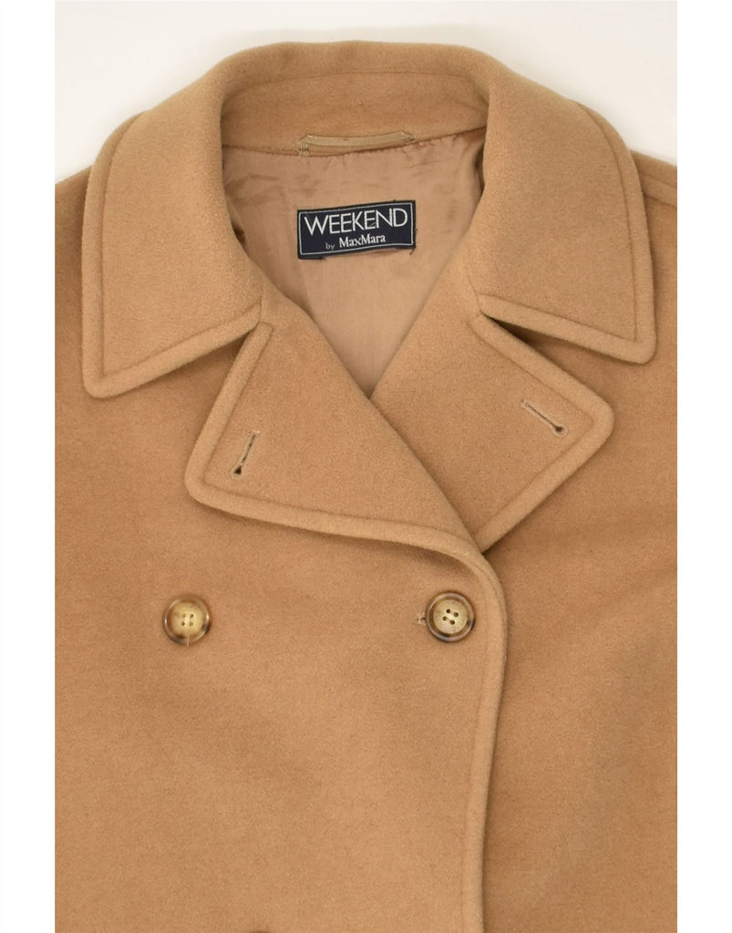 MAX MARA Womens Loose Fit Pea Coat UK 8 Small Beige Virgin Wool | Vintage Max Mara | Thrift | Second-Hand Max Mara | Used Clothing | Messina Hembry 