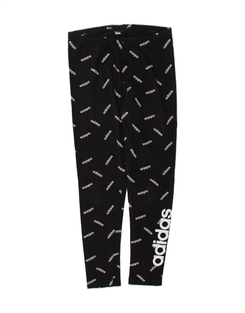 ADIDAS Womens Graphic Leggings UK 12 Medium  Black Vintage Adidas and Second-Hand Adidas from Messina Hembry 