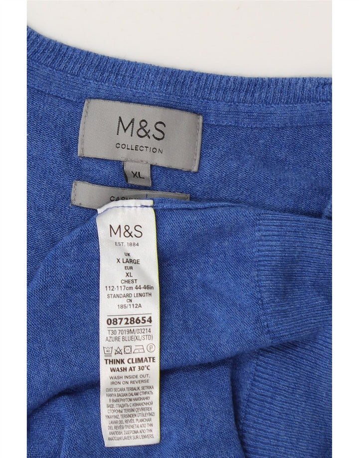 Marks & Spencer Mens V-Neck Jumper Sweater XL Blue Acrylic