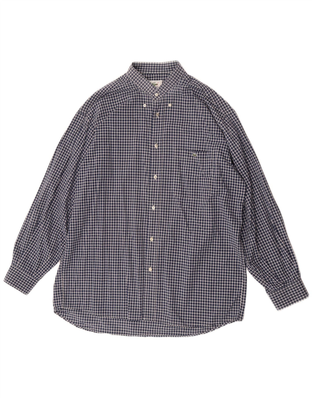 Lacoste Mens Shirt Size 41 Large Navy Blue Gingham