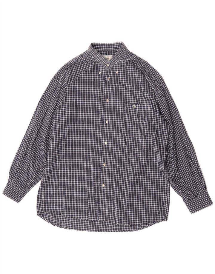 Lacoste Mens Shirt Size 41 Large Navy Blue Gingham