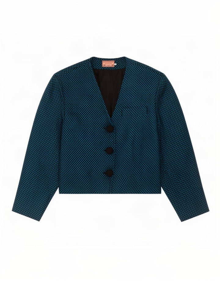 Maxi Librati Womens 3 Button Blazer Jacket EU 40 Medium Blue Herringbone