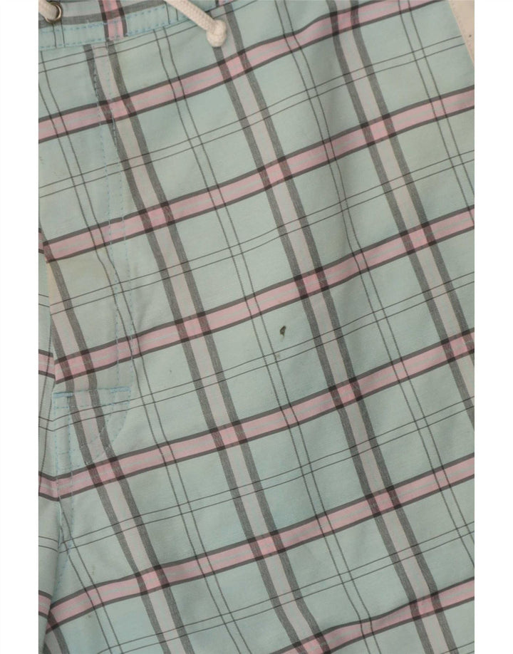 Sundek Mens Swimming Shorts Medium Blue Check Cotton