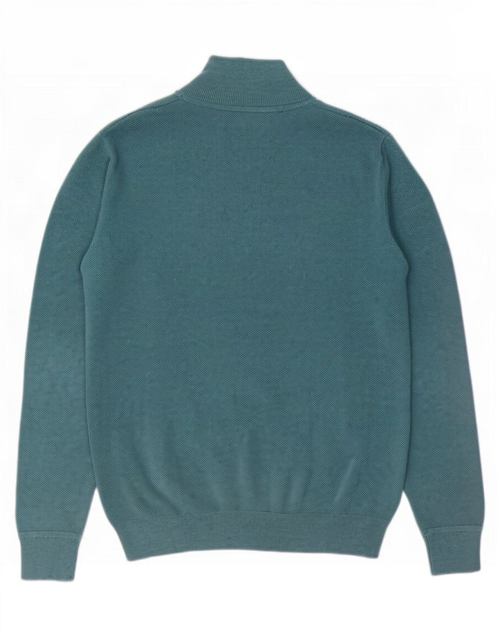 John Lewis Mens Zip Neck Jumper Sweater Medium Blue Cotton
