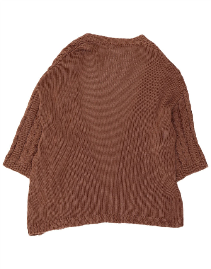 Marks & Spencer Womens 3/4 Sleeve Cardigan Sweater UK 14 Medium Brown