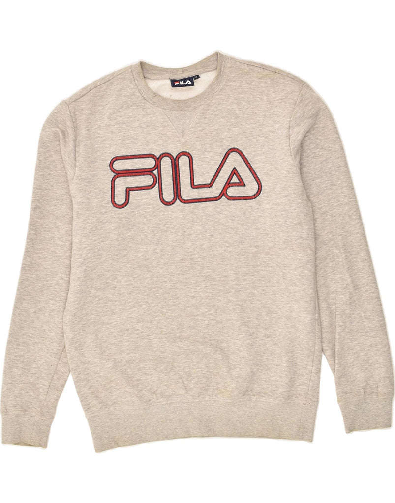 FILA Mens Graphic Sweatshirt Jumper Medium Grey Cotton | Vintage Fila | Thrift | Second-Hand Fila | Used Clothing | Messina Hembry 