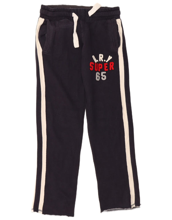 SUPERDRY Mens Graphic Tracksuit Trousers Small Navy Blue Colourblock