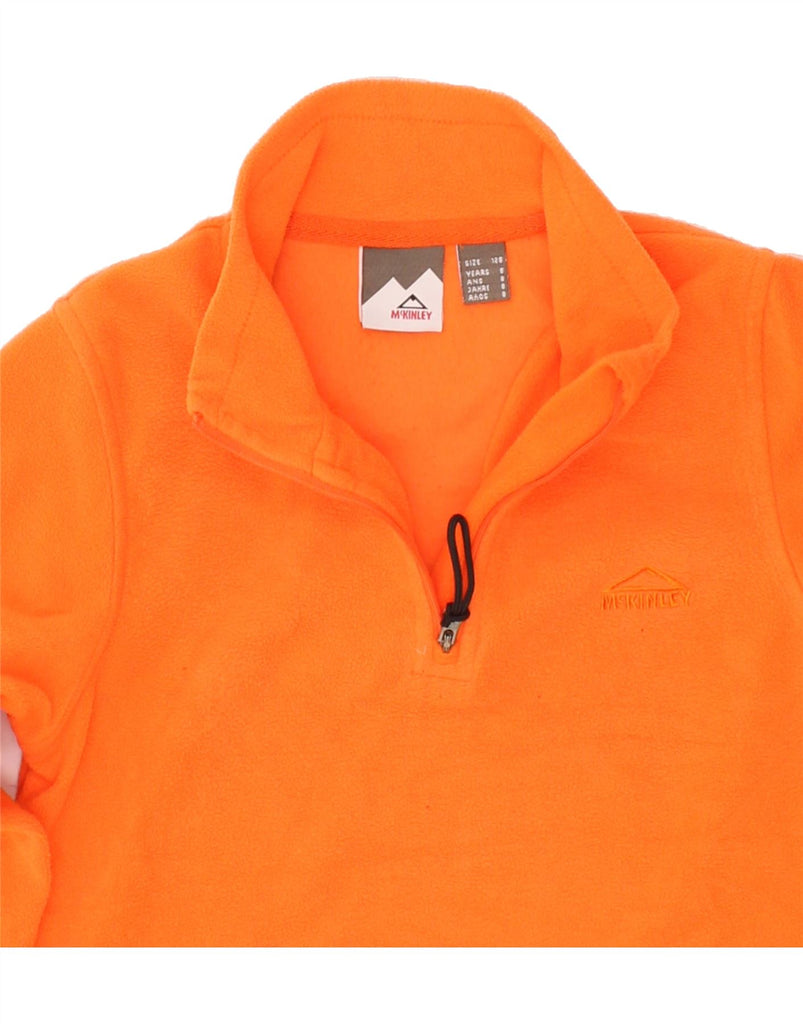 MC KINLEY Girls Zip Neck Fleece Jumper 7-8 Years Orange Polyester Vintage MC Kinley and Second-Hand MC Kinley from Messina Hembry 