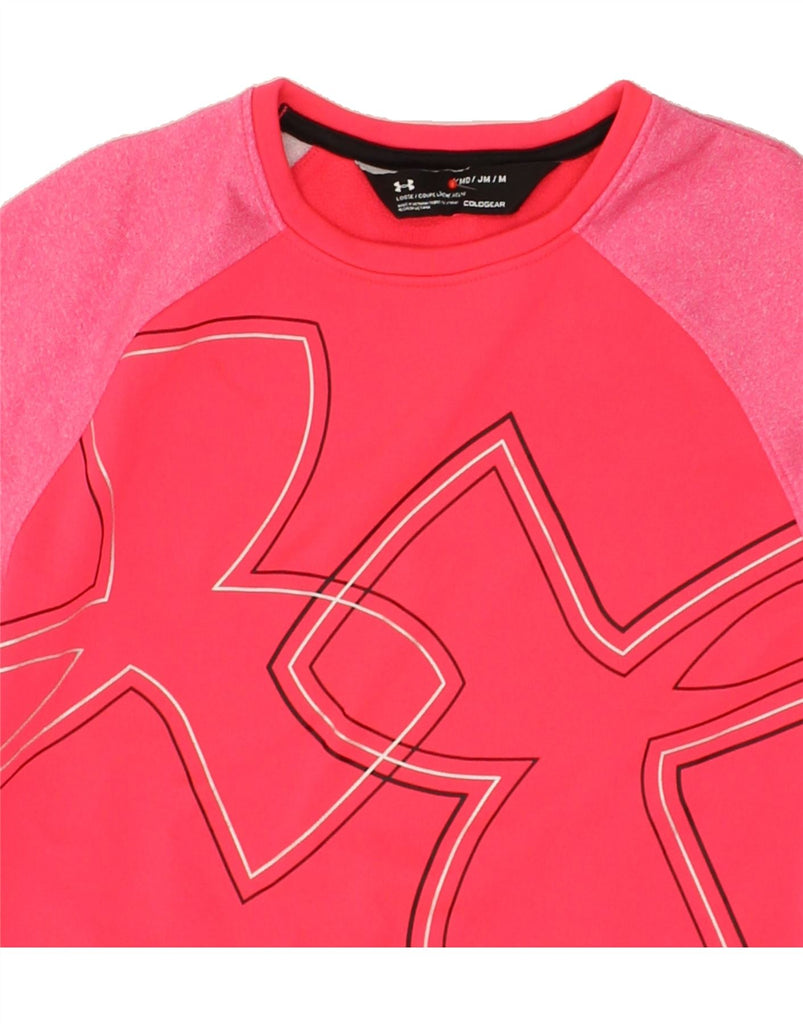 UNDER ARMOUR Girls Sweatshirt Jumper 10-11 Years Medium Pink Colourblock | Vintage Under Armour | Thrift | Second-Hand Under Armour | Used Clothing | Messina Hembry 