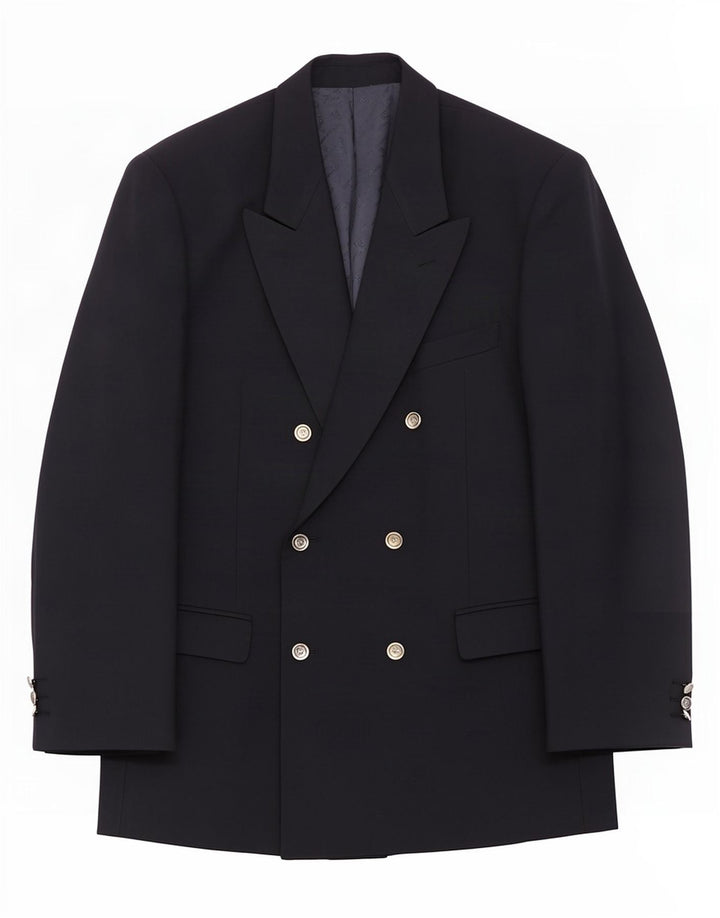 Roberto Capucci Mens Double Breasted Blazer Jacket IT 54 2XL Navy Blue