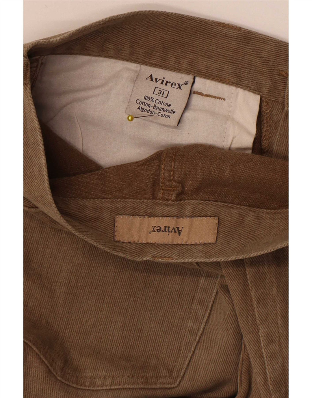 Avirex Mens Straight Jeans W31 L32 Beige Cotton