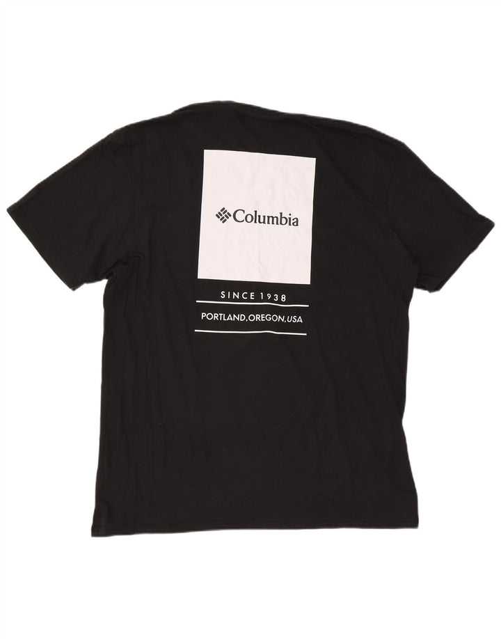 COLUMBIA Mens Graphic T-Shirt Top Large Black Cotton