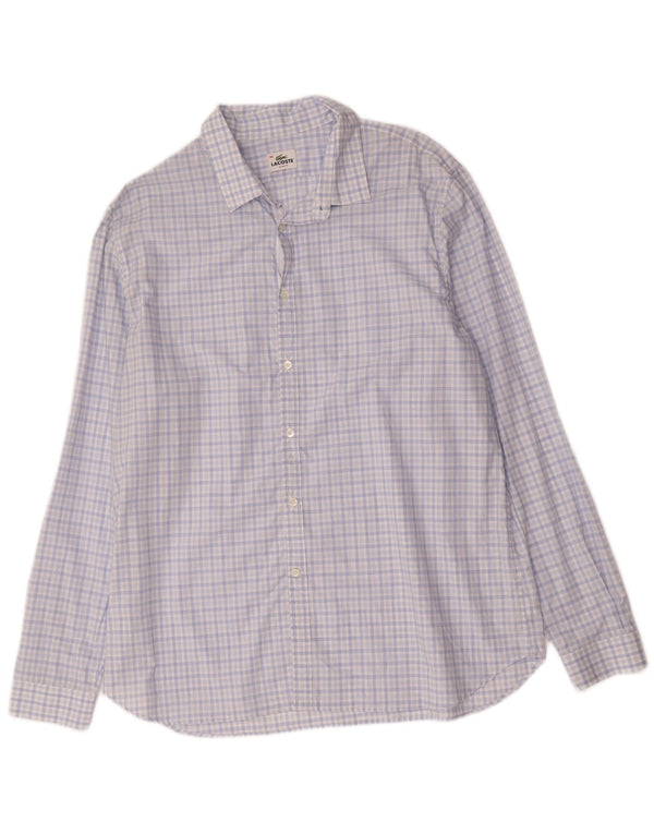 Lacoste Mens Slim Fit Shirt Size 46 2XL Blue Check Cotton
