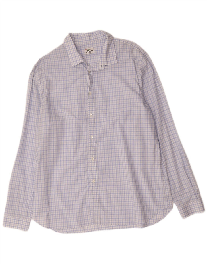 Lacoste Mens Slim Fit Shirt Size 46 2XL Blue Check Cotton