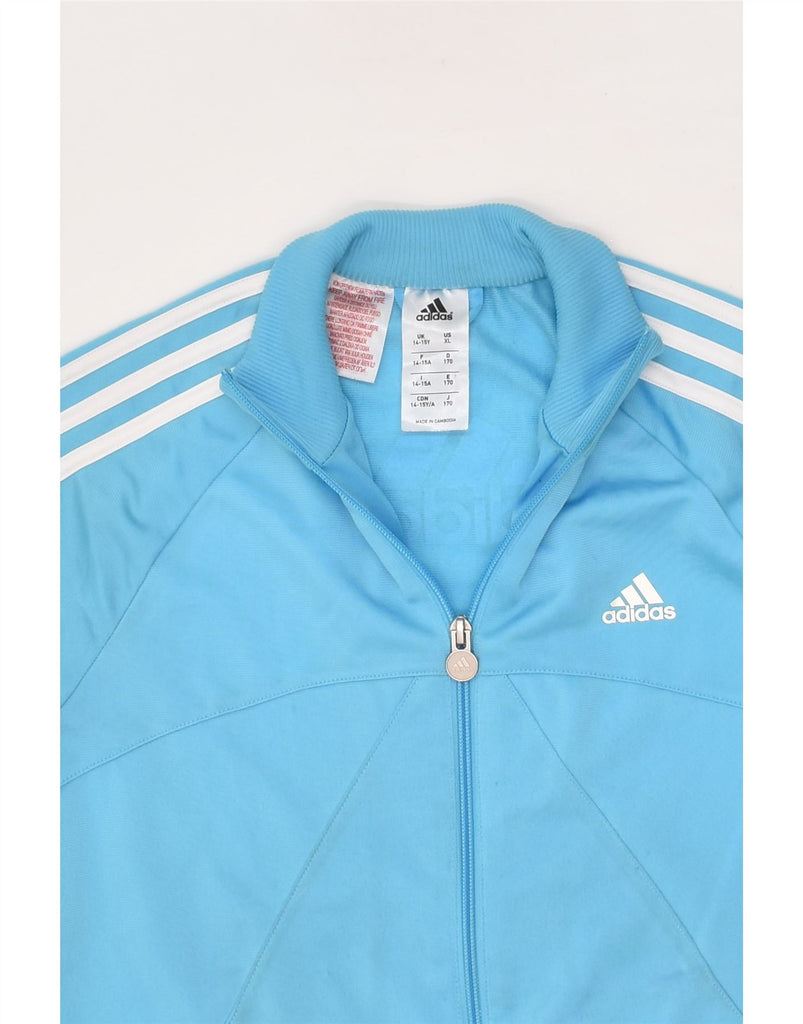ADIDAS Boys Graphic Tracksuit Top Jacket 14-15 Years Blue Polyester | Vintage Adidas | Thrift | Second-Hand Adidas | Used Clothing | Messina Hembry 