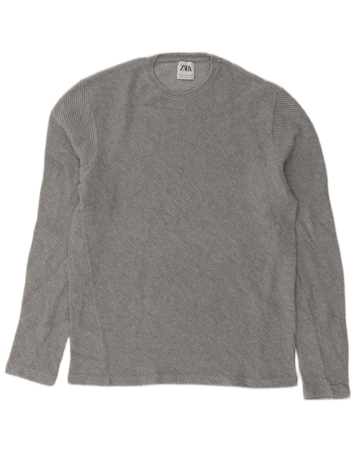 Zara Mens Top Long Sleeve Medium Grey