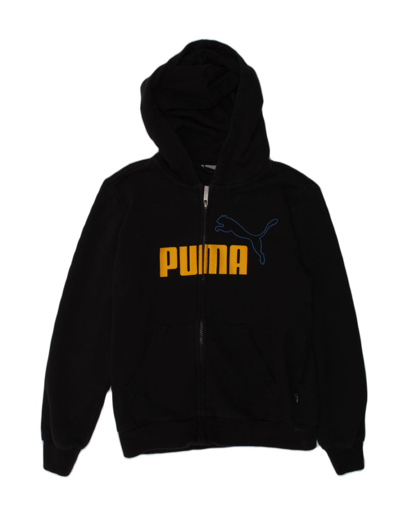 PUMA Boys Graphic Zip Hoodie Sweater 11-12 Years Black Cotton | Vintage Puma | Thrift | Second-Hand Puma | Used Clothing | Messina Hembry 