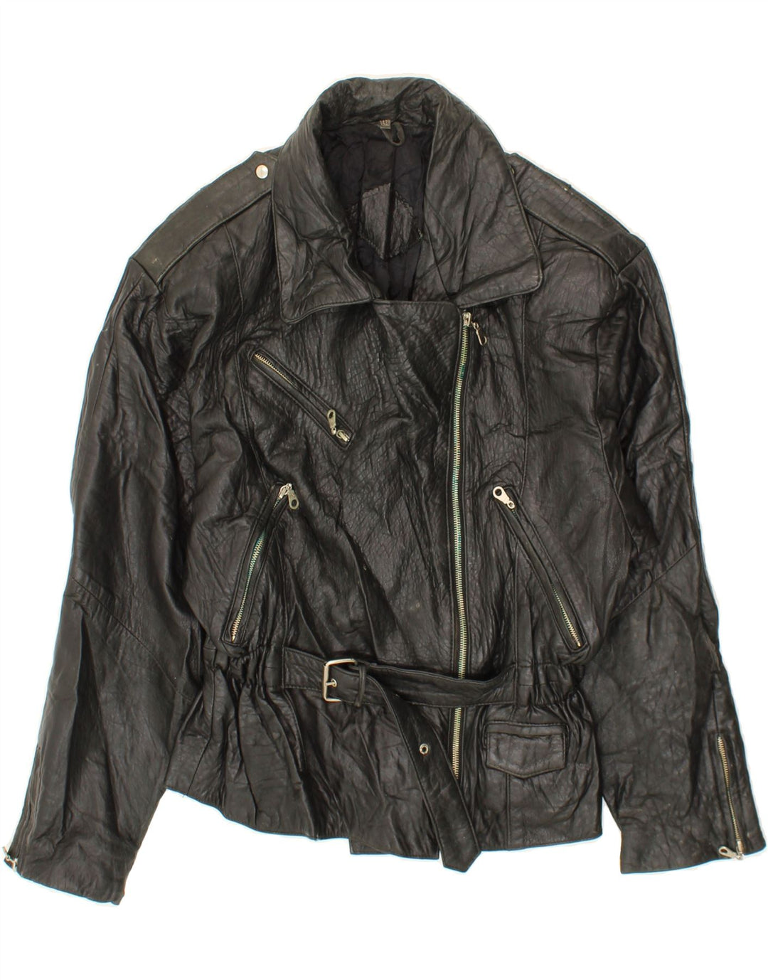 VINTAGE Womens Leather Biker Jacket IT 42 Medium Black Leather Vintage Vintage and Second-Hand Vintage from Messina Hembry 